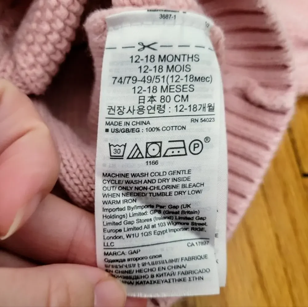 Baby Gap Cable Knit Crewneck Pullover‎ Sweater, Pink Standard, Size 12-18 months